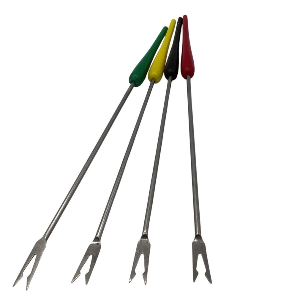 Set Of 4 Vintage Retro‎ Mid-Century Modern Stainless Steel Fondue Forks